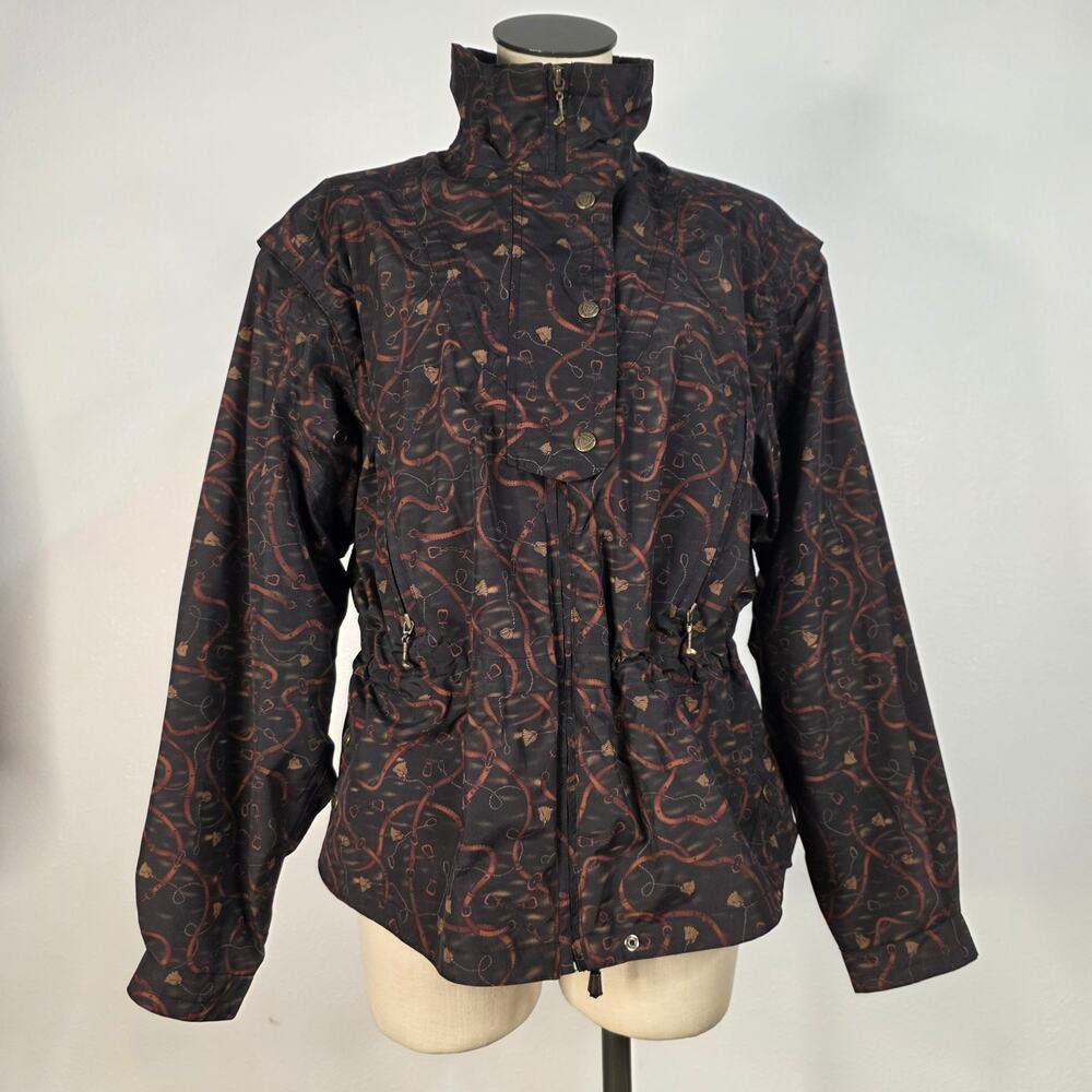 Vintage 90s Sunice Equestrian Jacket Medium Horsebit Bridle Print Golf